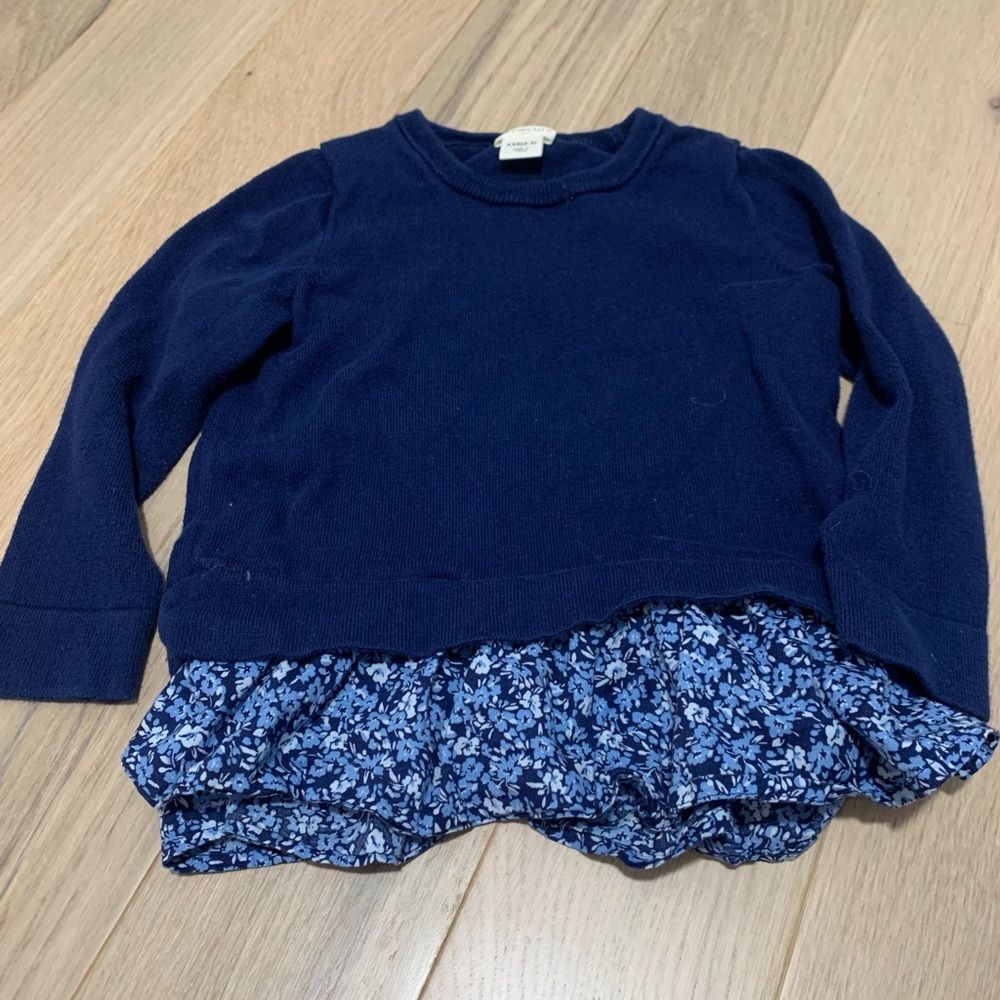 Crewcuts Girls XXS Blue Sweater with Floral Peplum